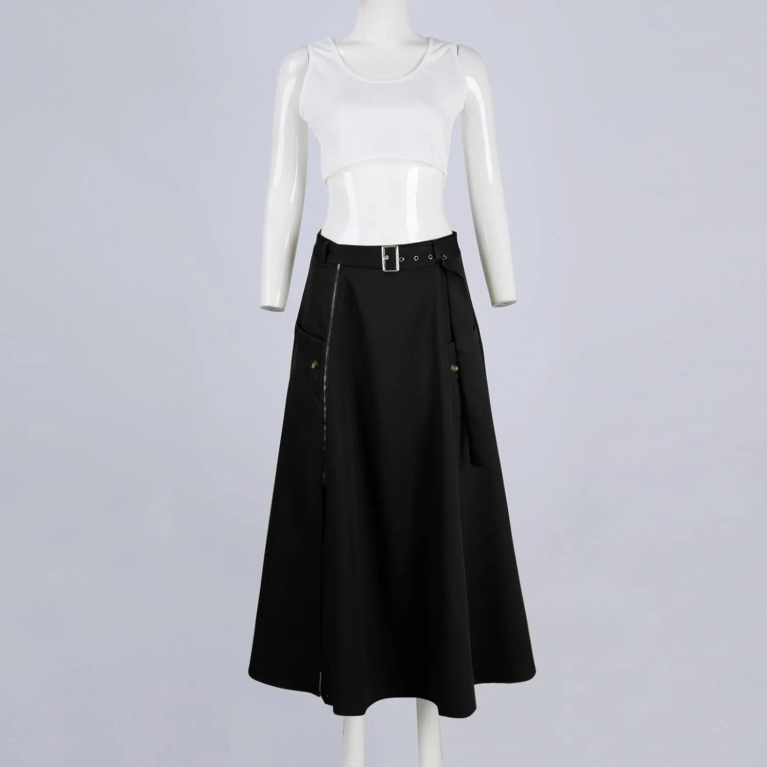 2 Piece Skirt Sets For Women Trendy Solid High Slit Skirt And Crop Tank Top Summer Outfits High Waist Maxi Skirt Sets