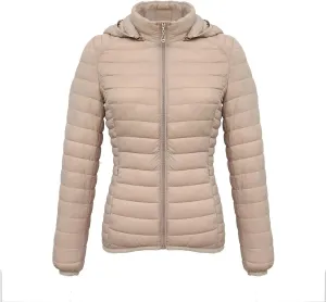 2023 Womens Puffer Jacket Lightweight Packable Down Jacket with Removable Hoodie Soft Warm Petite Coat Winter Outerwear
