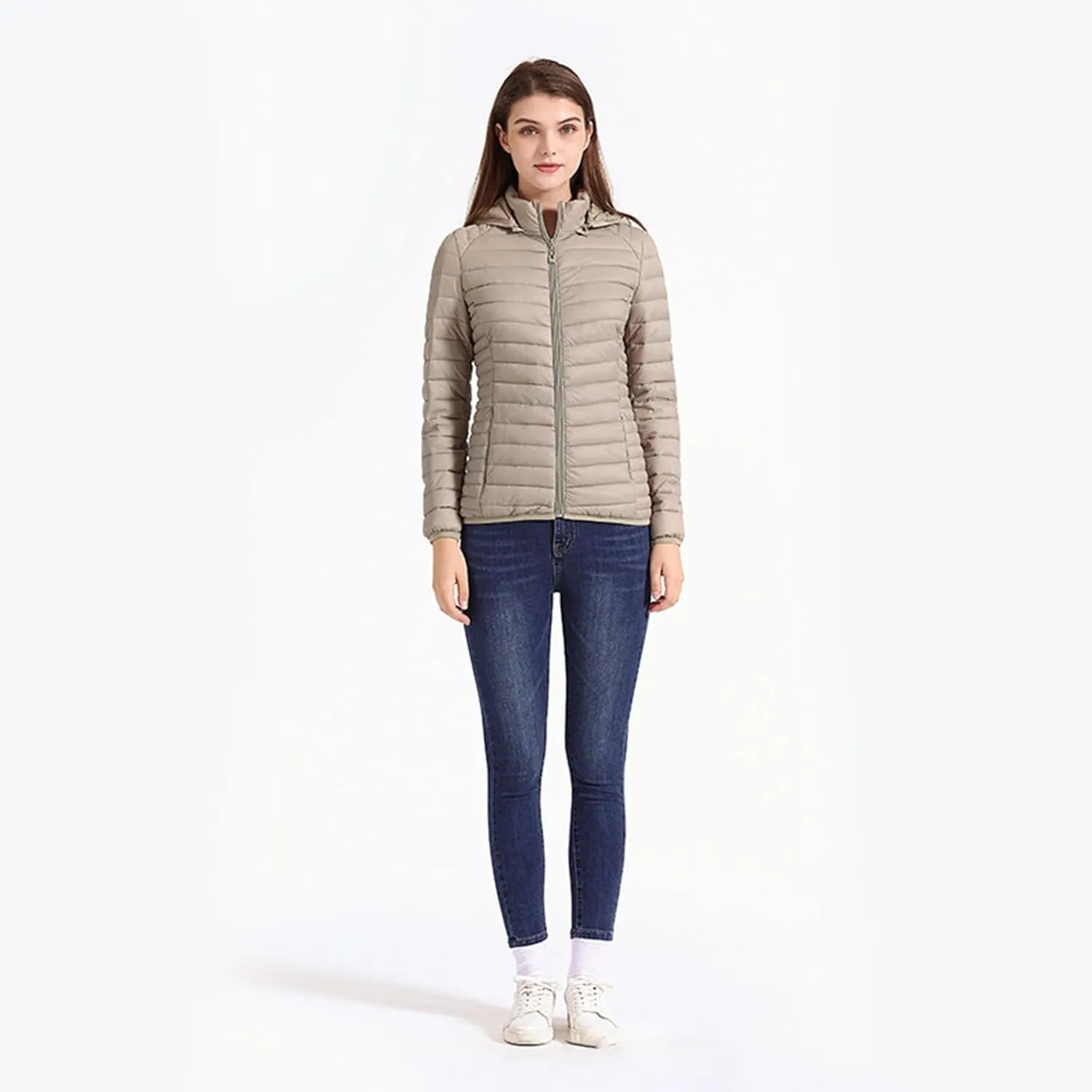2023 Womens Puffer Jacket Lightweight Packable Down Jacket with Removable Hoodie Soft Warm Petite Coat Winter Outerwear