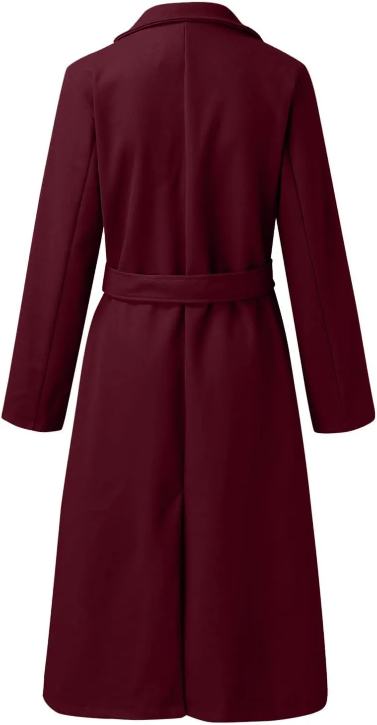 2024 Fashion Fall Winter Coats for Women Classic Trench Coat Ladies Slim Solid Long Jacket Lightweight Windbreaker