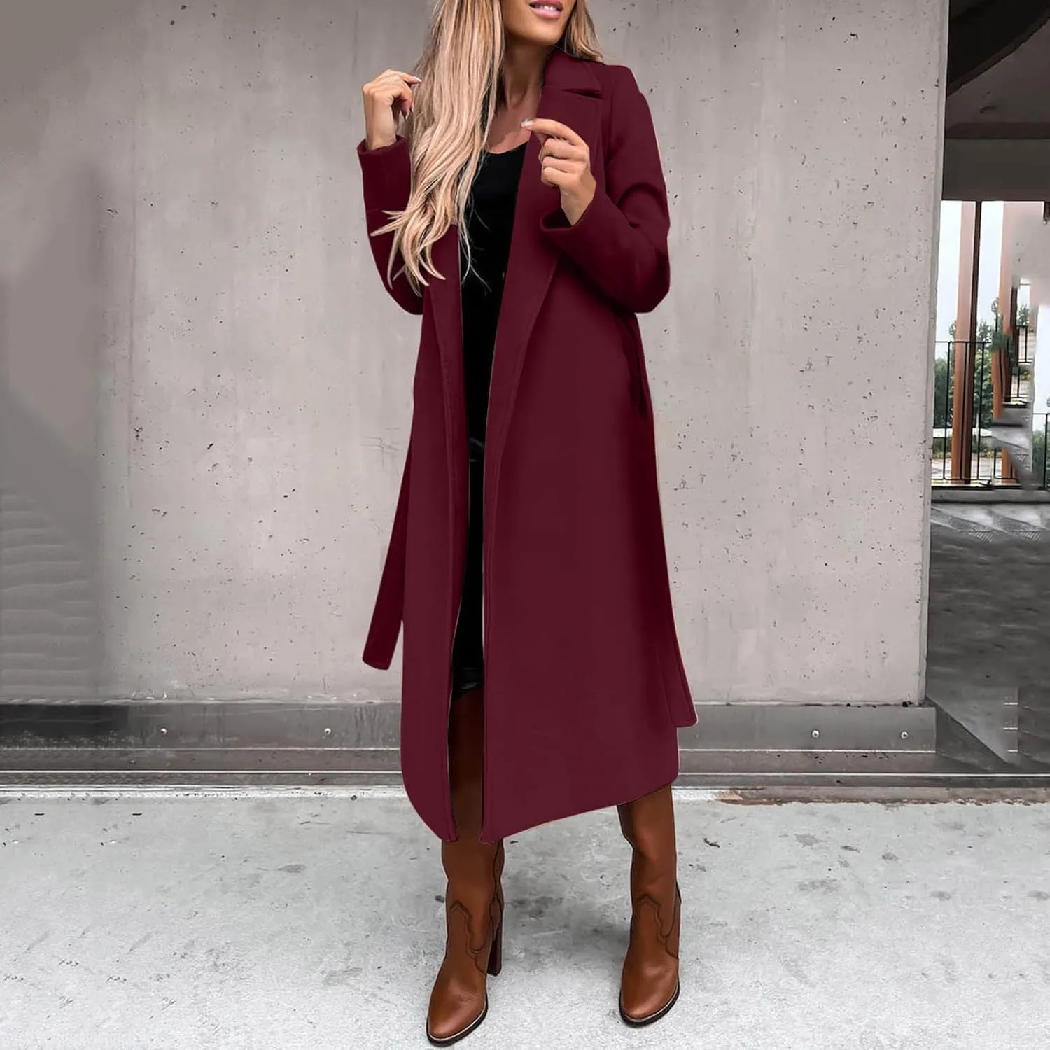 2024 Fashion Fall Winter Coats for Women Classic Trench Coat Ladies Slim Solid Long Jacket Lightweight Windbreaker