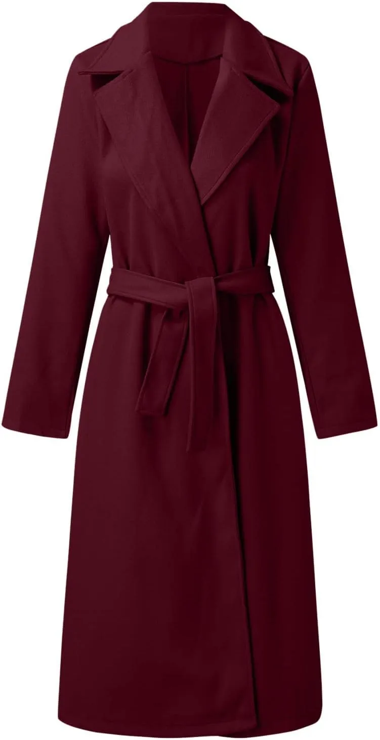 2024 Fashion Fall Winter Coats for Women Classic Trench Coat Ladies Slim Solid Long Jacket Lightweight Windbreaker