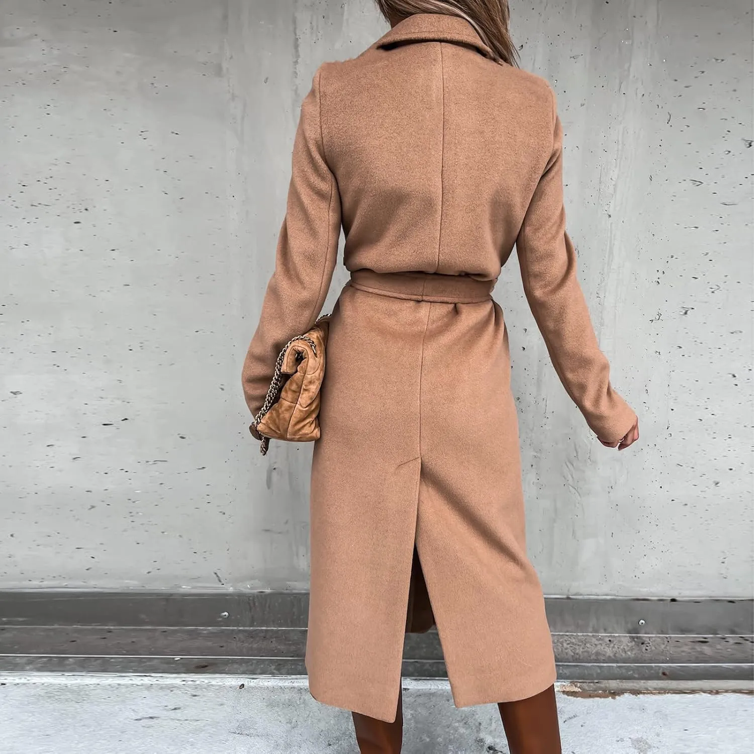 2024 Fashion Fall Winter Coats for Women Classic Trench Coat Ladies Slim Solid Long Jacket Lightweight Windbreaker