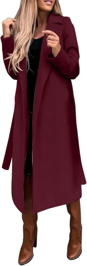 2024 Fashion Fall Winter Coats for Women Classic Trench Coat Ladies Slim Solid Long Jacket Lightweight Windbreaker