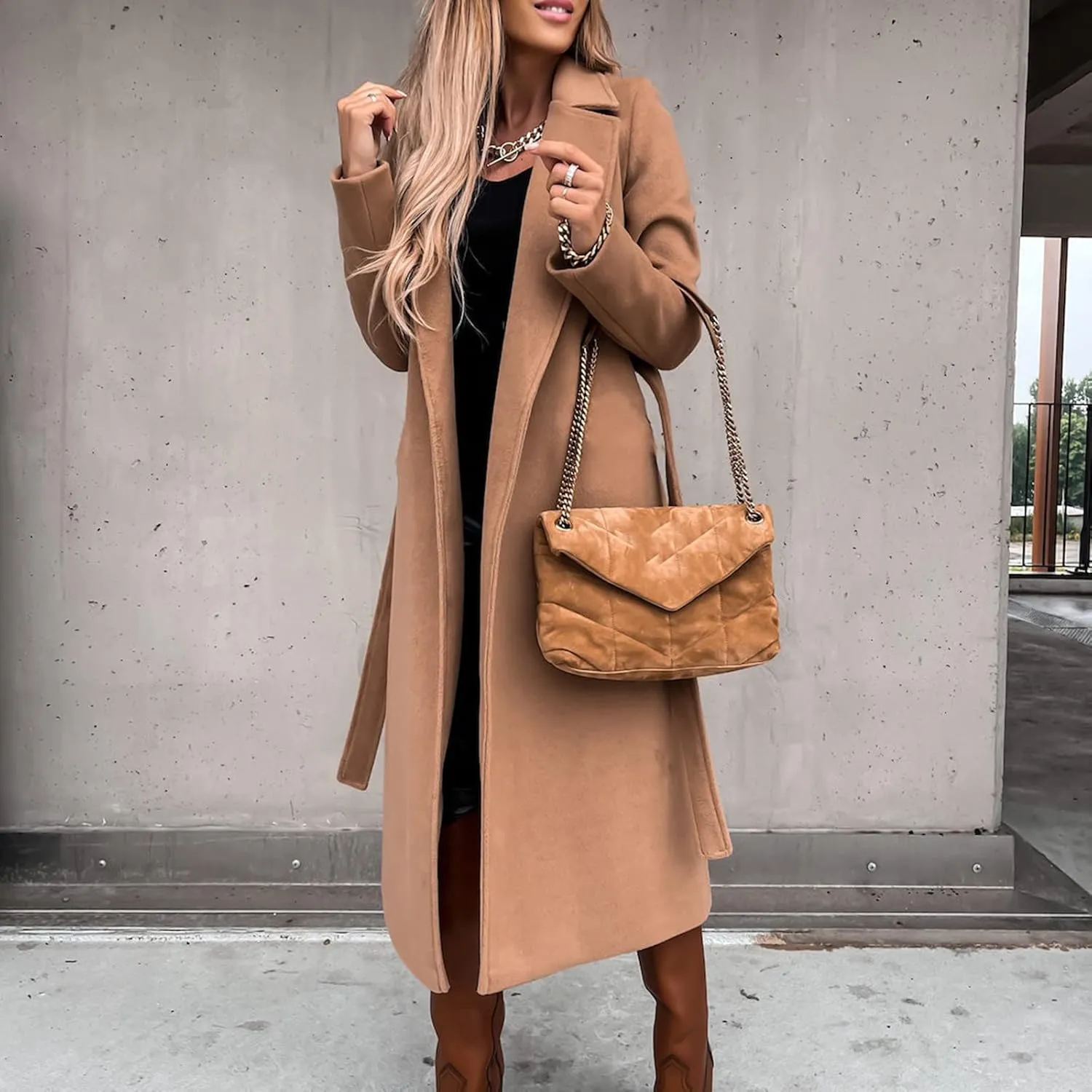 2024 Fashion Fall Winter Coats for Women Classic Trench Coat Ladies Slim Solid Long Jacket Lightweight Windbreaker