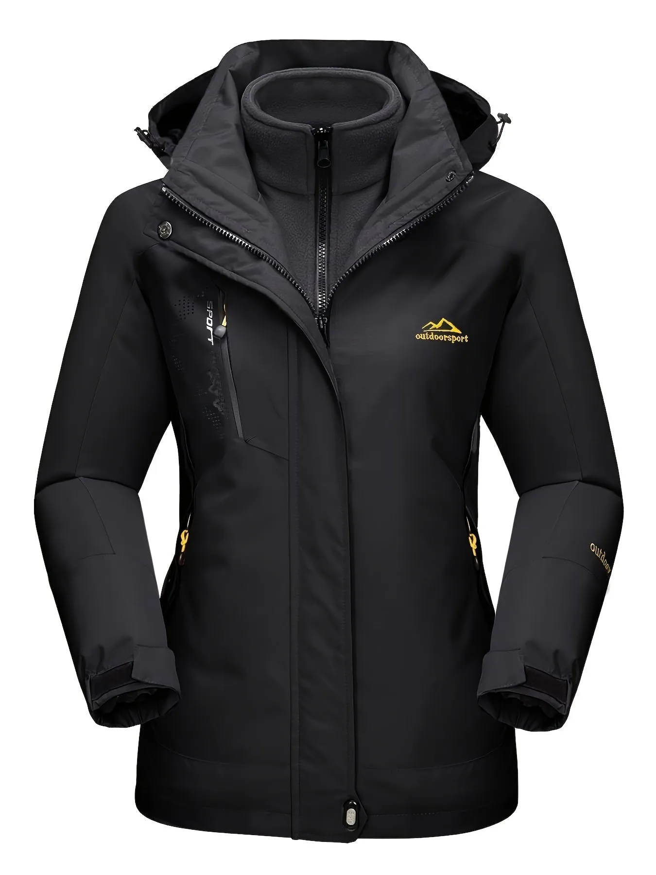 3-in-1 Waterproof Winter Coat, Fleece Lined,Two-Piece Suit, Hooded Ski & Hiking Jacket