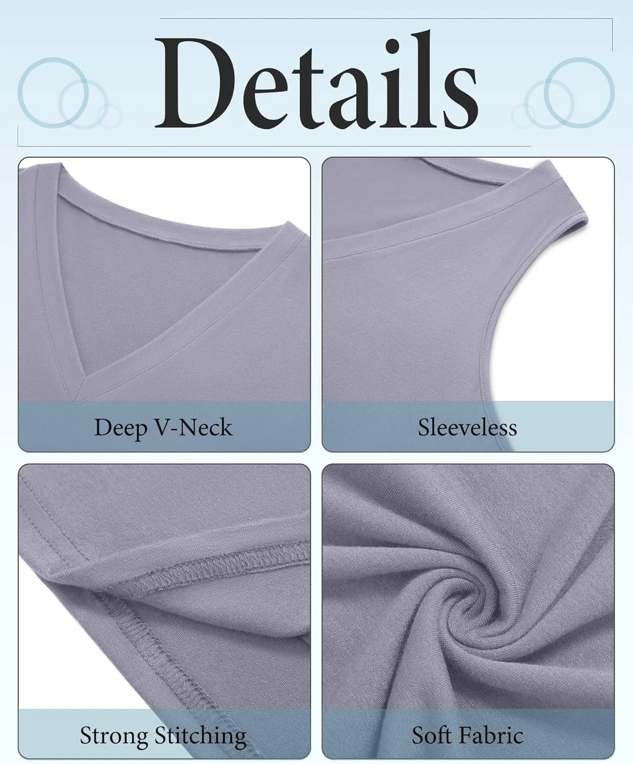 3 Pack Women's Plus Size V Neck Tank Tops Sleeveless Loose Fit Summer Tees Casual Trendy Basic T-Shirts Flat Hem