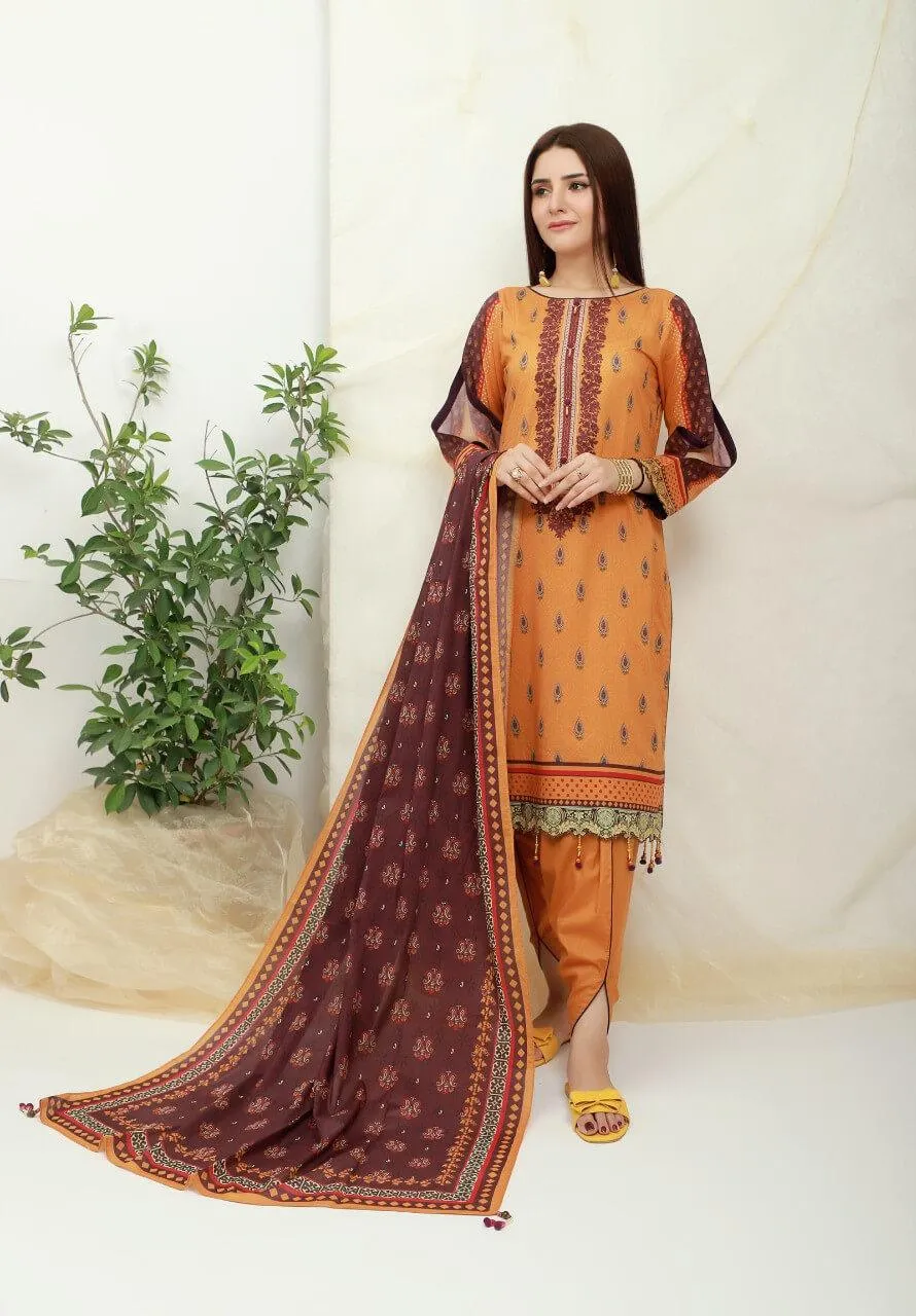 ACE Galleria Digital Embroidered Unstitched 3 Piece Lawn Suit ACE-12001