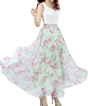 Afibi Women Full/Ankle Length Blending Maxi Chiffon Long Skirt Beach Skirt