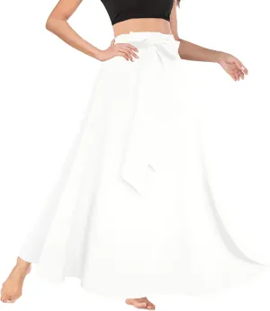 Afibi Women's High Waist Skirt Tie Front A-Line Flowy Long Maxi Skirts with Pockets