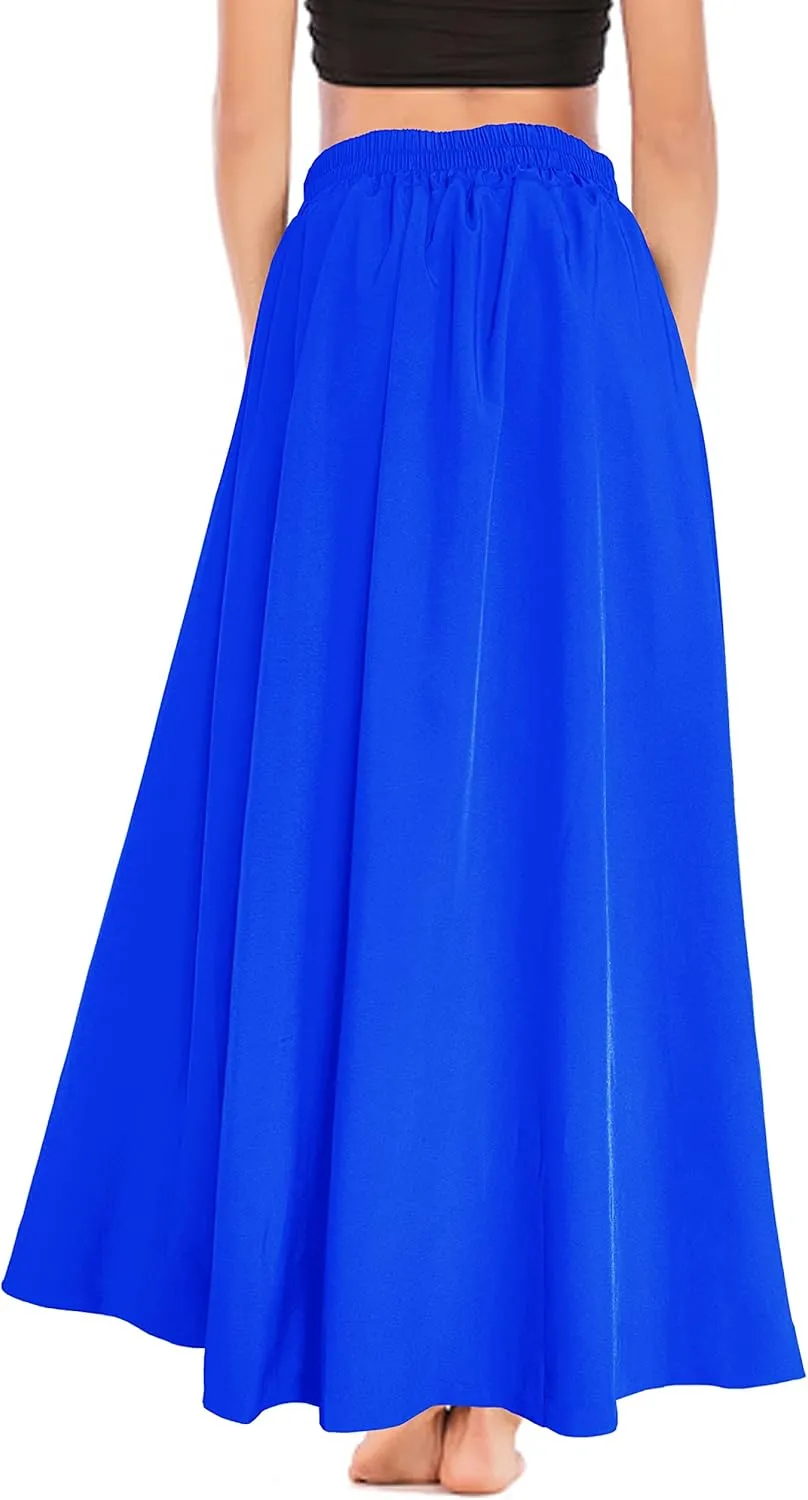 Afibi Women's High Waist Skirt Tie Front A-Line Flowy Long Maxi Skirts with Pockets
