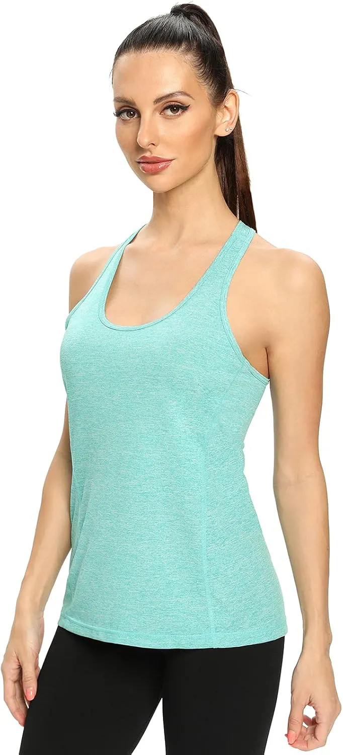 Air Curvey Workout Tank Tops for Women Yoga Racerback Tanks Athletic Quick Dry Activewear 4 Pack