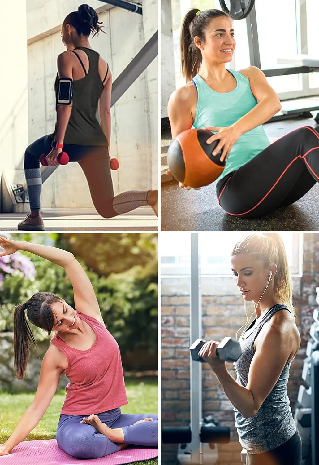 Air Curvey Workout Tank Tops for Women Yoga Racerback Tanks Athletic Quick Dry Activewear 4 Pack