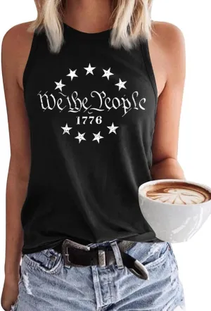 American Flag Patriotic Tank Tops for Women 4th of July Shirt USA Flag Stars Stripes Graphic Tank Tops Summer Tee