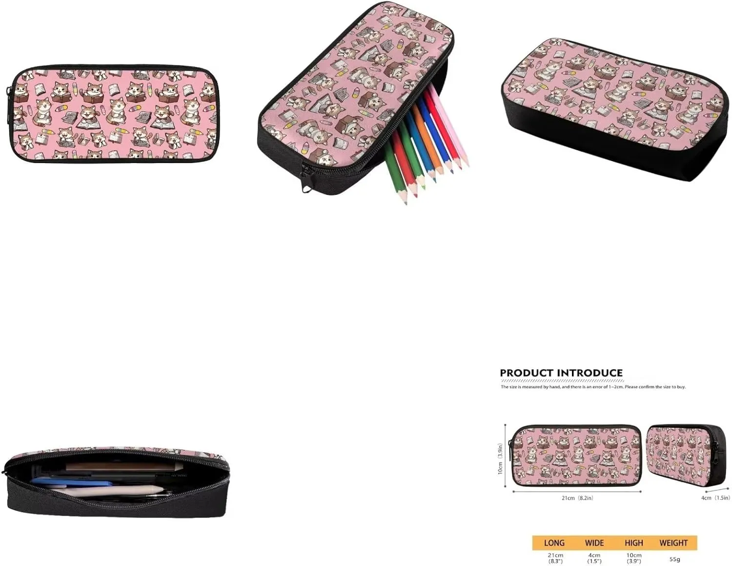 AmzPrint 4 Pieces Cat Backpack Set For Girls Kids Cat Backpack And Lunch Box Set Back To School Supplies Backpack Set Gifts