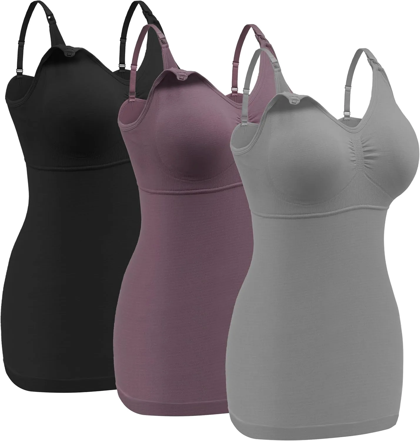 Angelhood Maternity Nursing Tank Tops for Breastfeeding,Womens Nursing Maternity Cami Built in Bra Sleep Bra