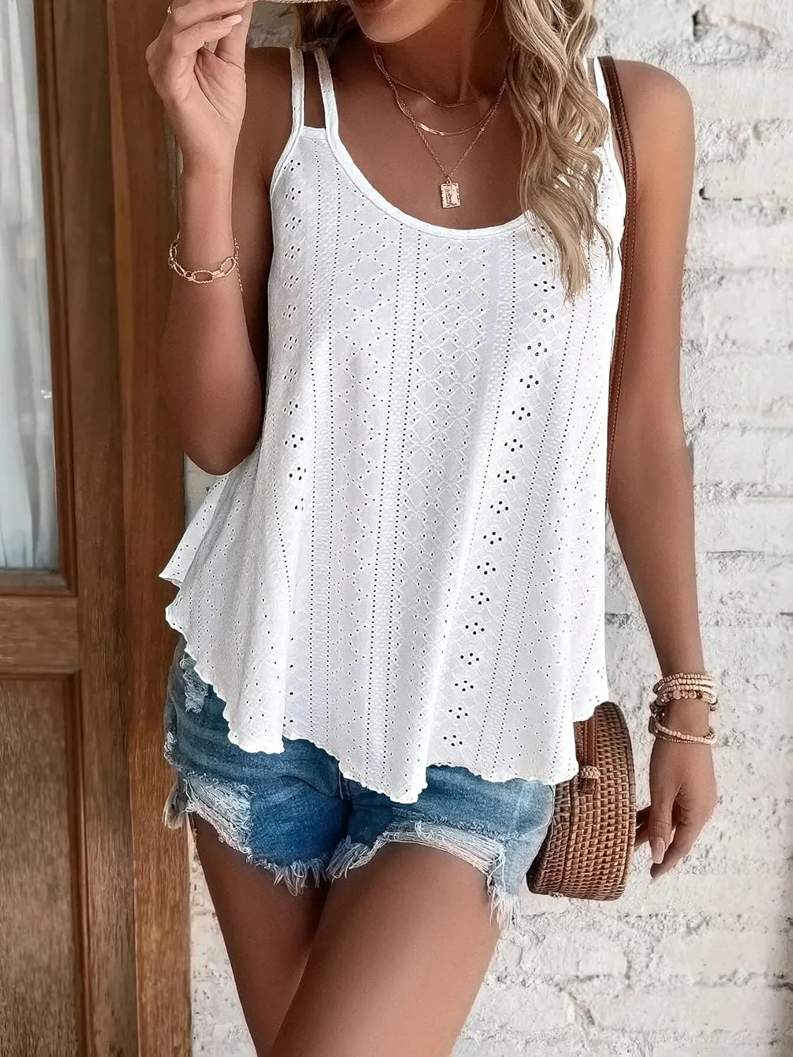 ATHMILE Women's Tank Tops Sleeveless Summer Top Spaghetti Strap Spring Shirt Loose Fit Beach Vacation 2025 Casual