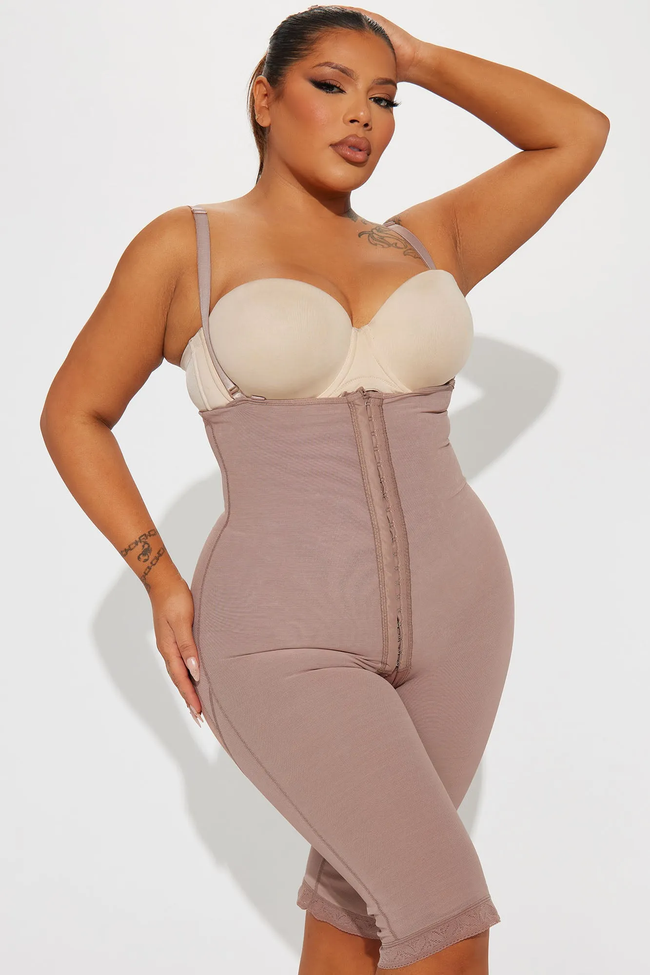 Baby Got Back Knee Length High Compression Premium Sculpting Shorts - Nude