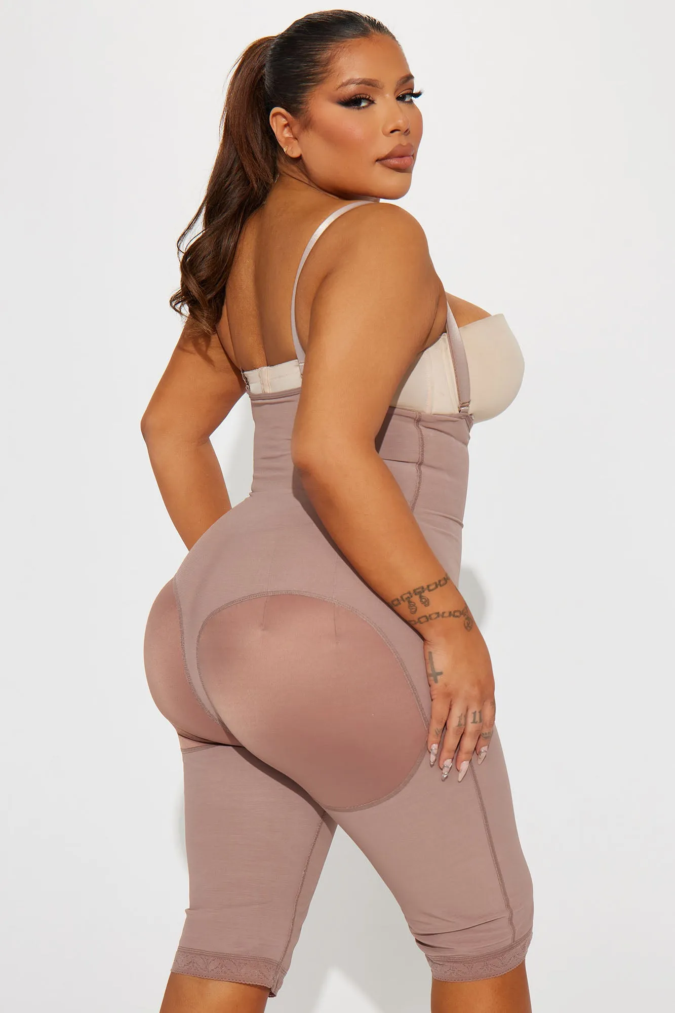 Baby Got Back Knee Length High Compression Premium Sculpting Shorts - Nude