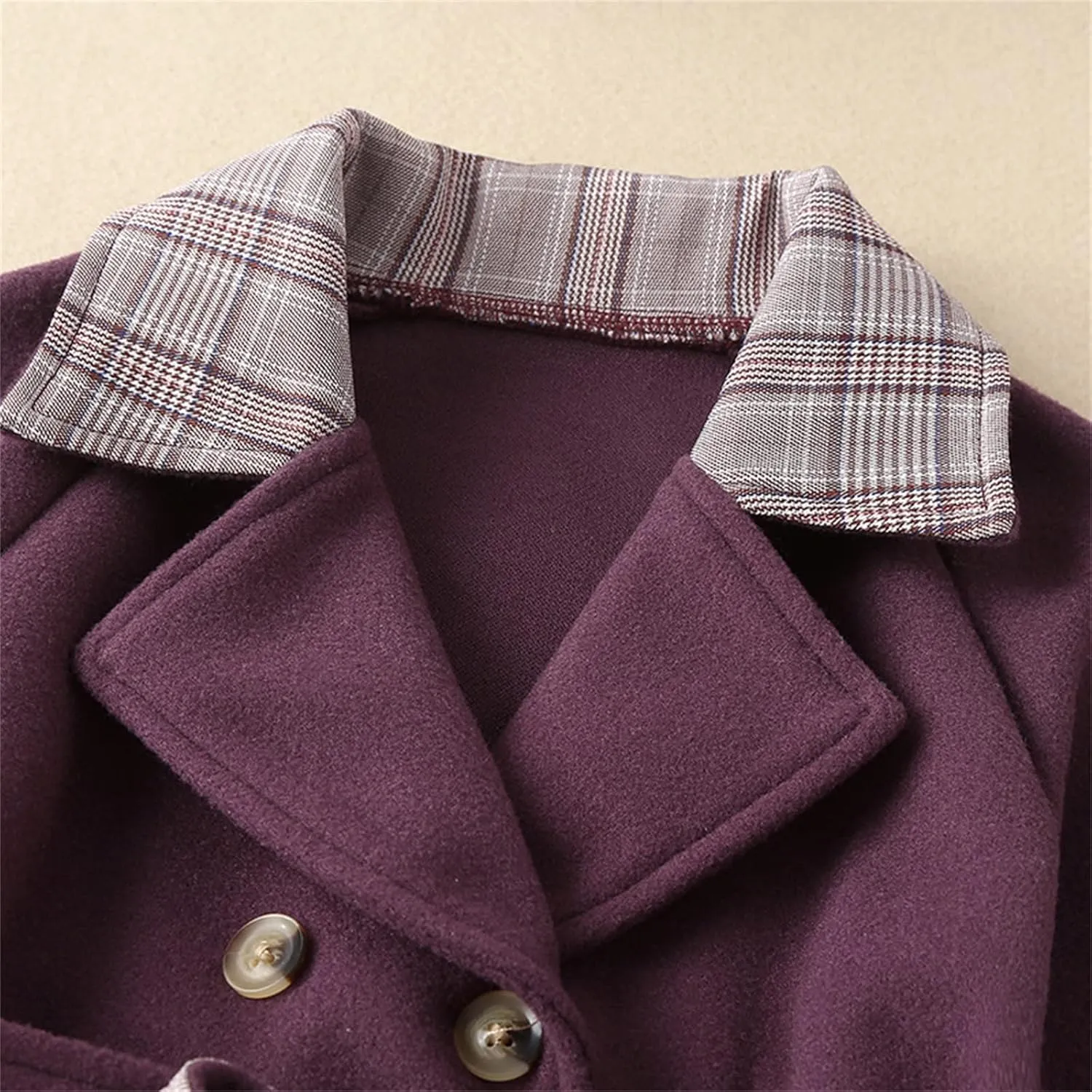 Baby Kids Girls Classic Wool Blend Coat Winter Double Breasted Trench Coat With Hat Set Outwear