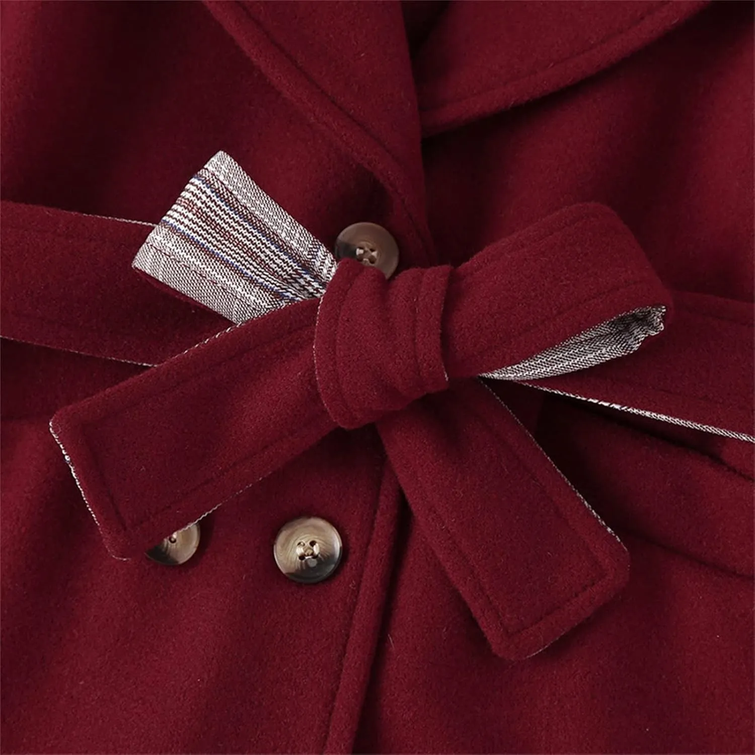 Baby Kids Girls Classic Wool Blend Coat Winter Double Breasted Trench Coat With Hat Set Outwear