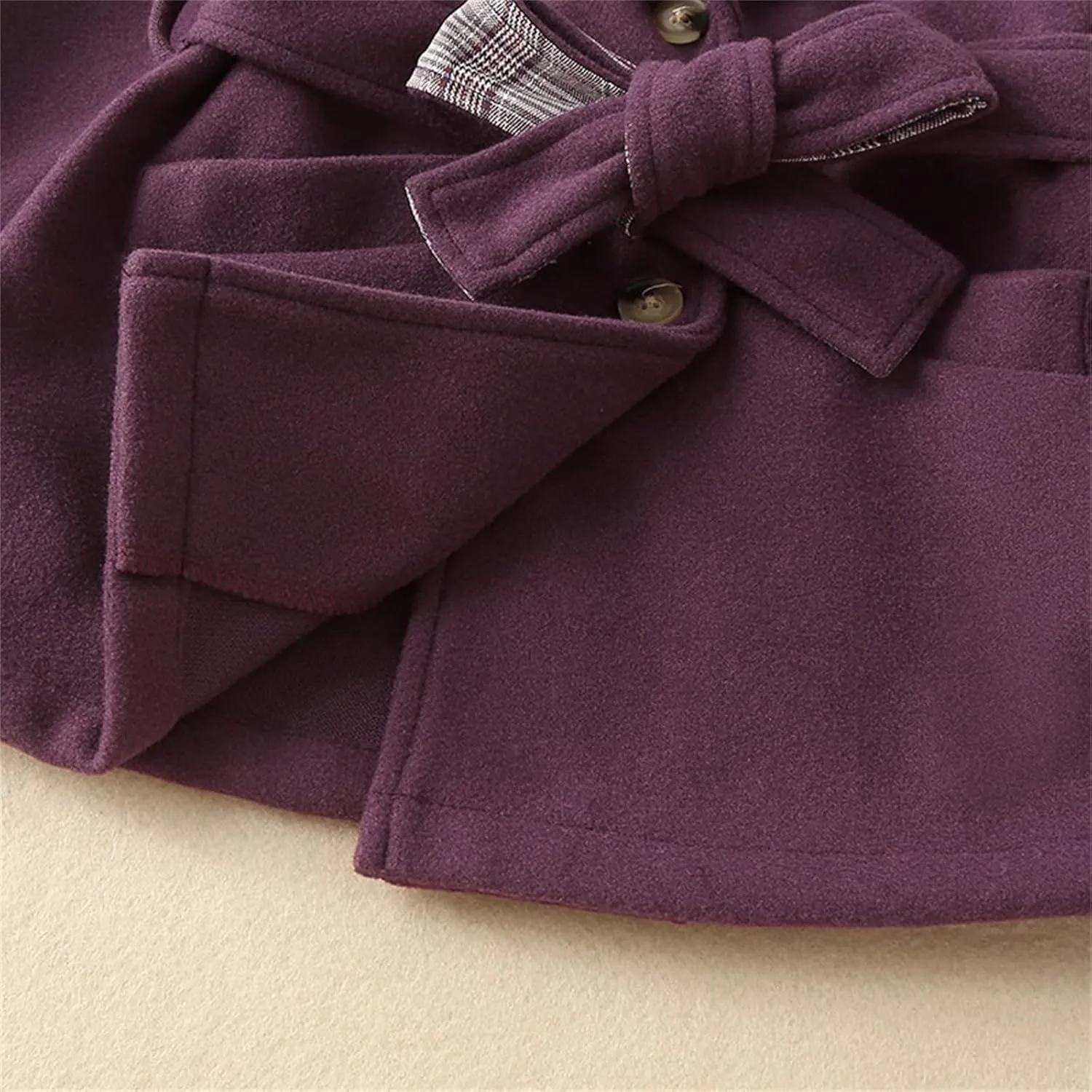 Baby Kids Girls Classic Wool Blend Coat Winter Double Breasted Trench Coat With Hat Set Outwear