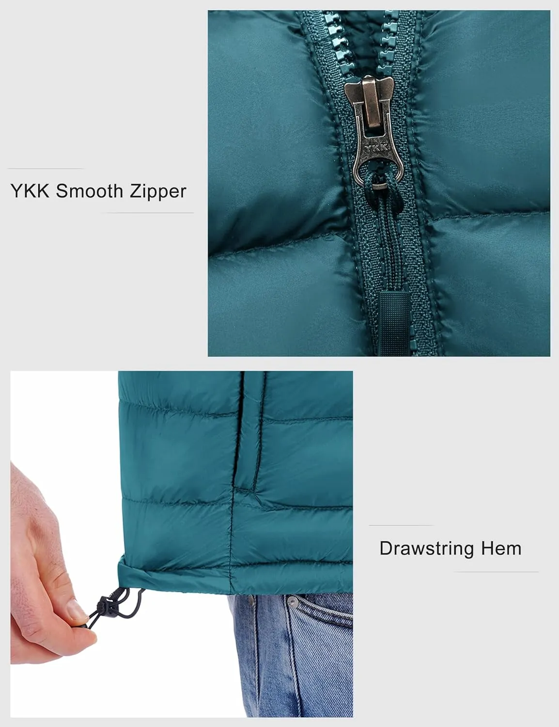 Bakery Men's Down Vest Lightweight Packable Puffer Vest Stand Collar Down Vest Zipper Sleeveless Jacket