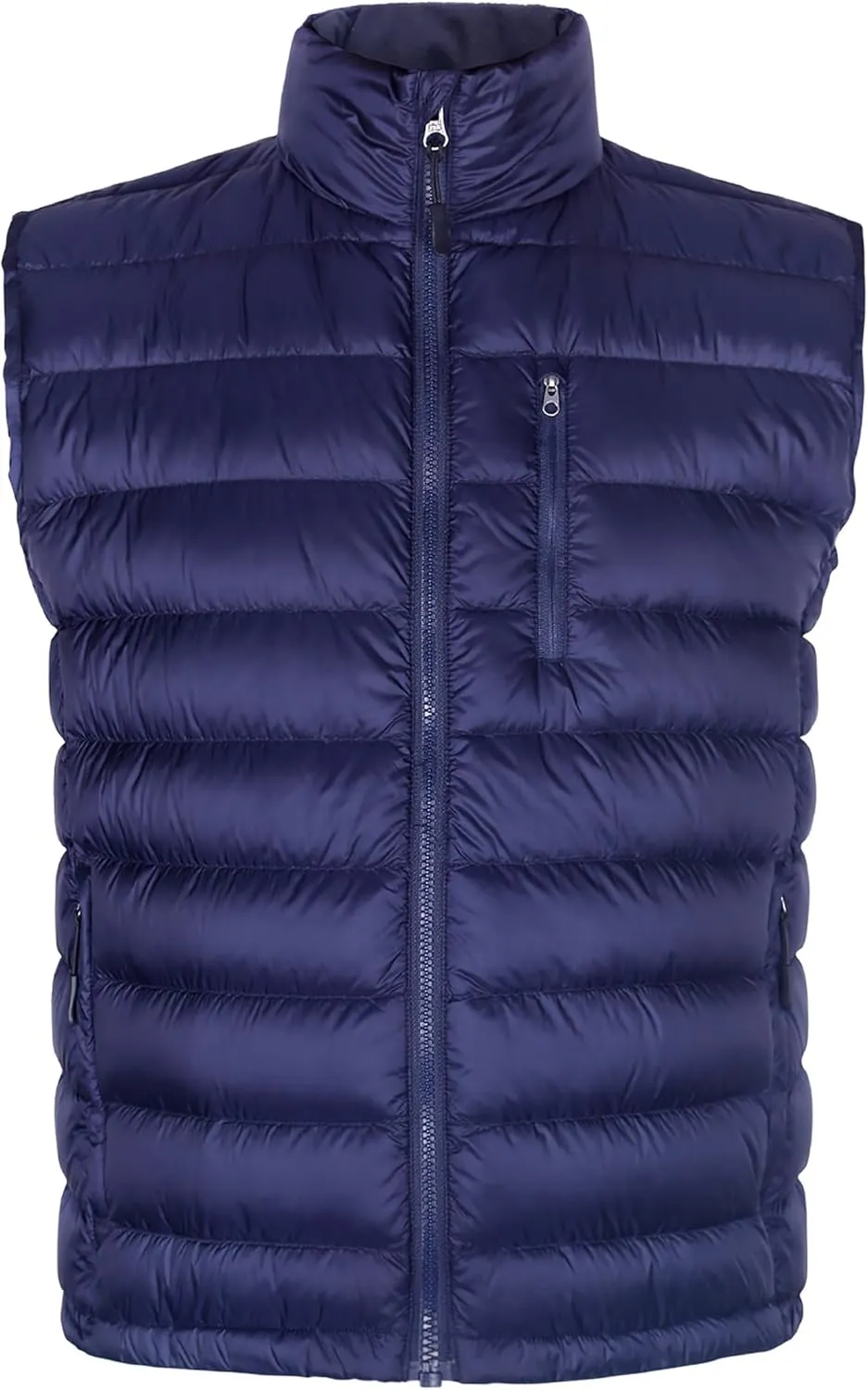Bakery Men's Down Vest Lightweight Packable Puffer Vest Stand Collar Down Vest Zipper Sleeveless Jacket