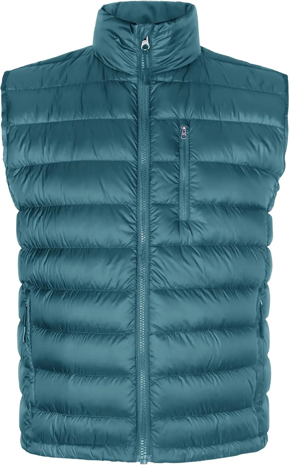 Bakery Men's Down Vest Lightweight Packable Puffer Vest Stand Collar Down Vest Zipper Sleeveless Jacket