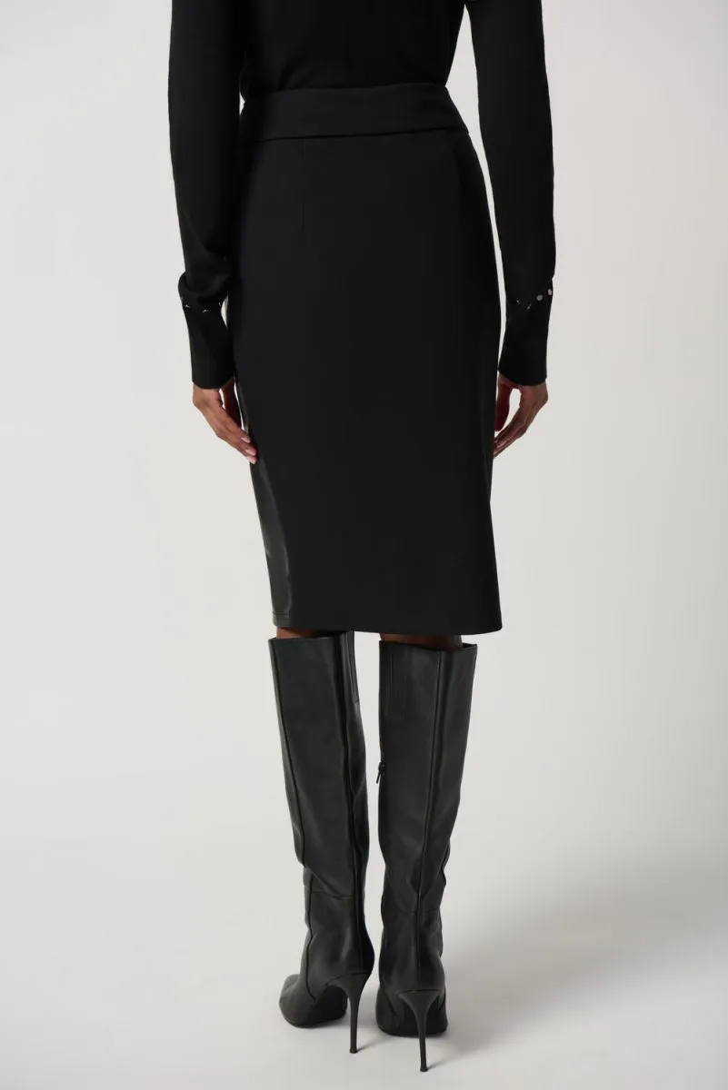 Bardot Black and Latte Heavy Knit and Faux Leather Pencil Skirt- Joseph Ribkoff Style 234164