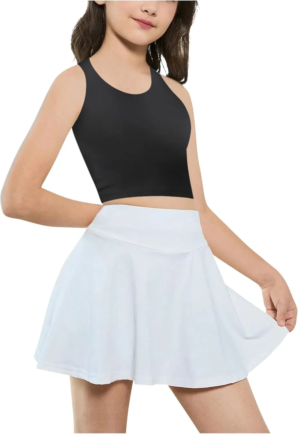 Beat Street Girls Tank Tops - 2 Pack Double Lined Racerback Sleeveless Yoga Dance Crop Top - Made in USA