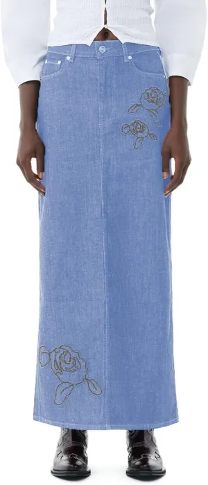 BestGirl Long Denim Skirts for Women High Waist A line Jean Maxi Skirt with Pockets