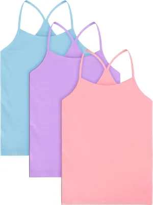 Boao 3 Pieces Girls Dance Tank Tops Racerback Camisole Undershirts Spaghetti Strap Camis Dance Clothes Tank Tops for Girls