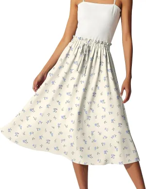 Bohemian Skirts for Women High Waist Flowy Maxi Skirt A-Line Long Skirt Summer