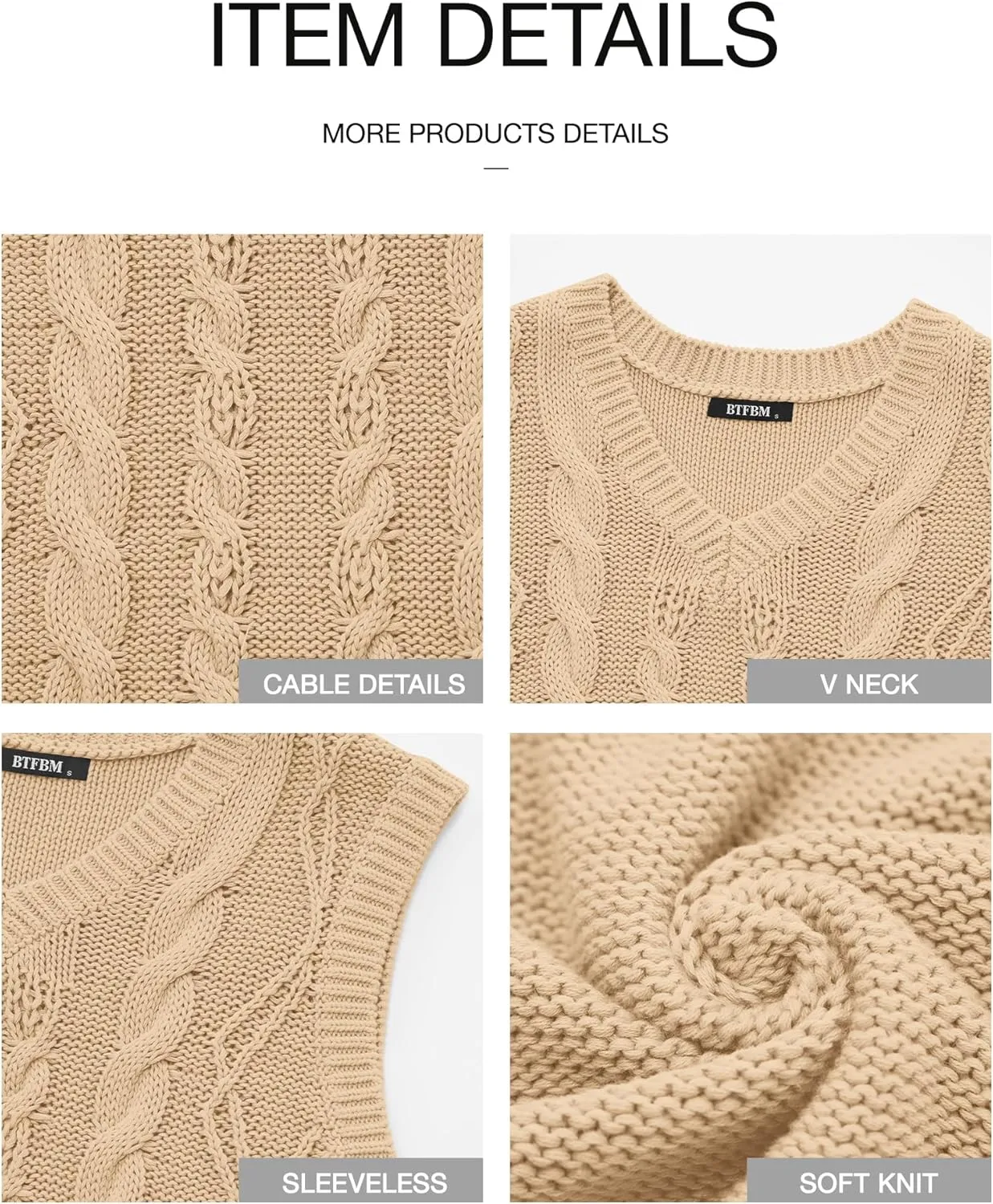 BTFBM Womens Oversized Sweater Vest 2025 Summer V Neck Casual Sleeveless Sweaters Loose Cable Knit Pullover Tops