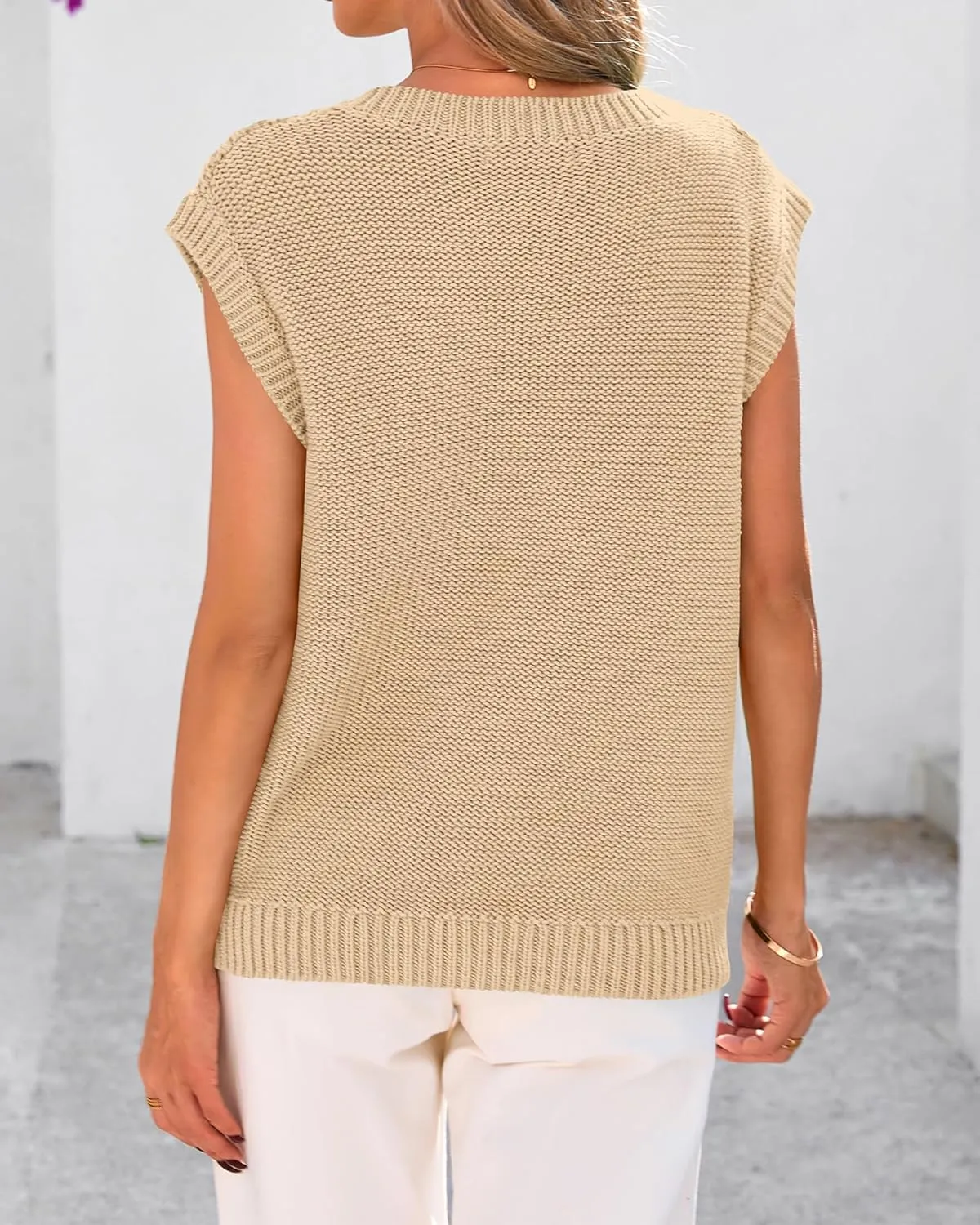 BTFBM Womens Oversized Sweater Vest 2025 Summer V Neck Casual Sleeveless Sweaters Loose Cable Knit Pullover Tops