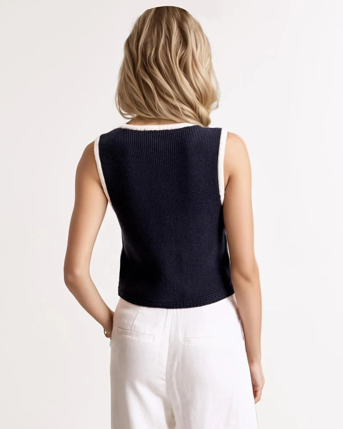 Button Up Sweater Vest for Women 2024 V Neck Sleeveless Tank Tops Cardigan Vests