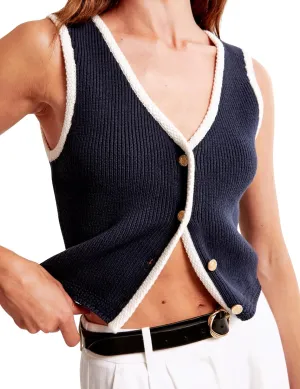 Button Up Sweater Vest for Women 2024 V Neck Sleeveless Tank Tops Cardigan Vests