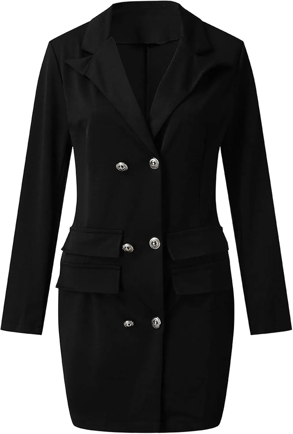 Cardigan Dress for Women Solid Double Breasted Front Style Slim Dress Button Blazer Jackets Business Suit Coat