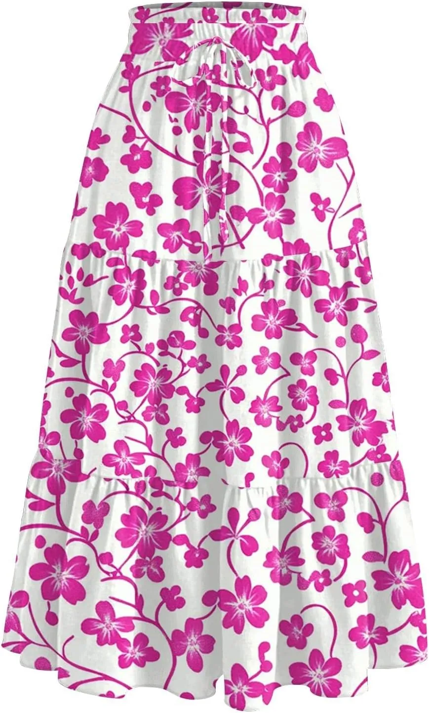 Cargo Skirts for Women High Waist A-Line Maxi Skirt with Pockets Flowy Summer