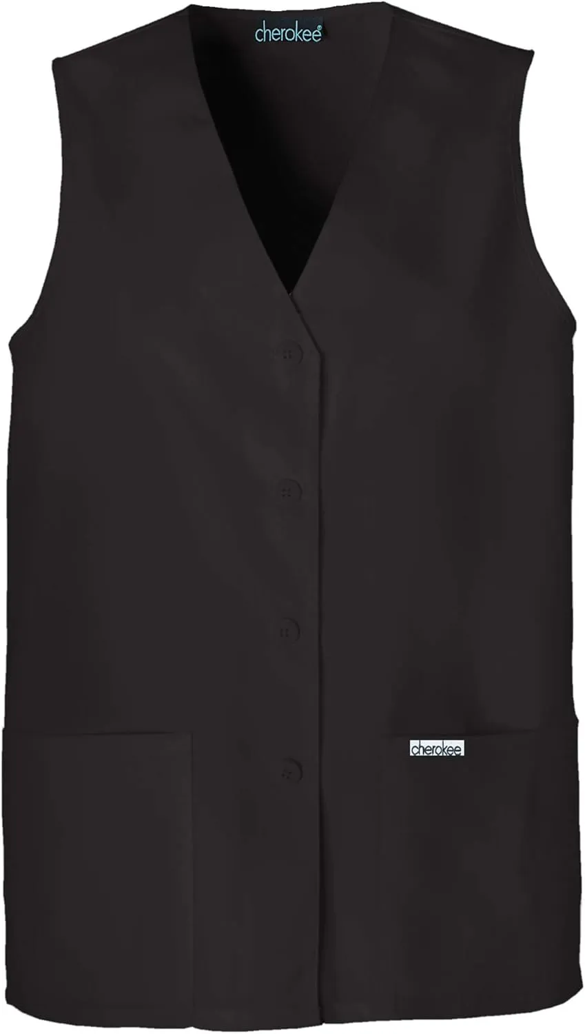 Cherokee Women's Scrub Vest Coat Modern Vest with Button Front & 2 Pockets- 1602