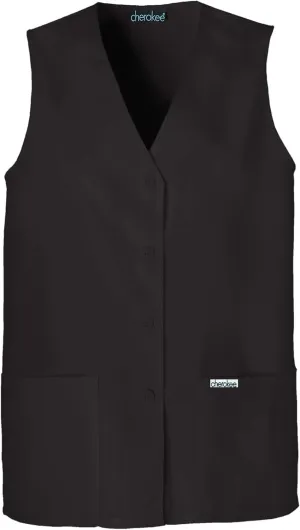 Cherokee Women's Scrub Vest Coat Modern Vest with Button Front & 2 Pockets- 1602