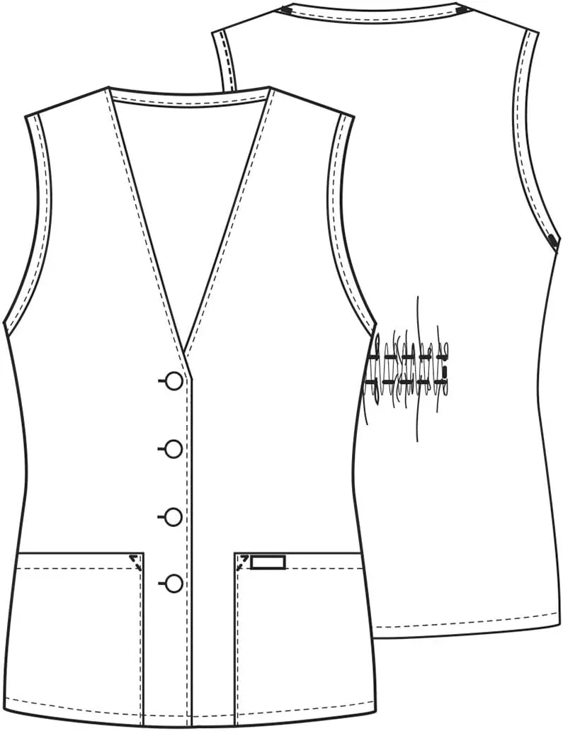 Cherokee Women's Scrub Vest Coat Modern Vest with Button Front & 2 Pockets- 1602