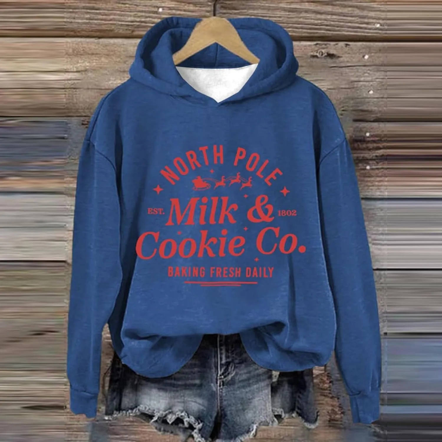 Christams Sweatshirt for Women Long Sleeve Letter Graphic Print Sweatshirts Y2K Oversized Hoodie with Pocket
