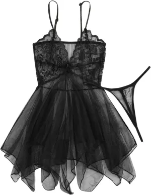 Christmas Pajamas Beauty Tulle Elegant Reverie Sexy Lingerie Embroidered Lingerie Dress Boudoir Nightie Christmas