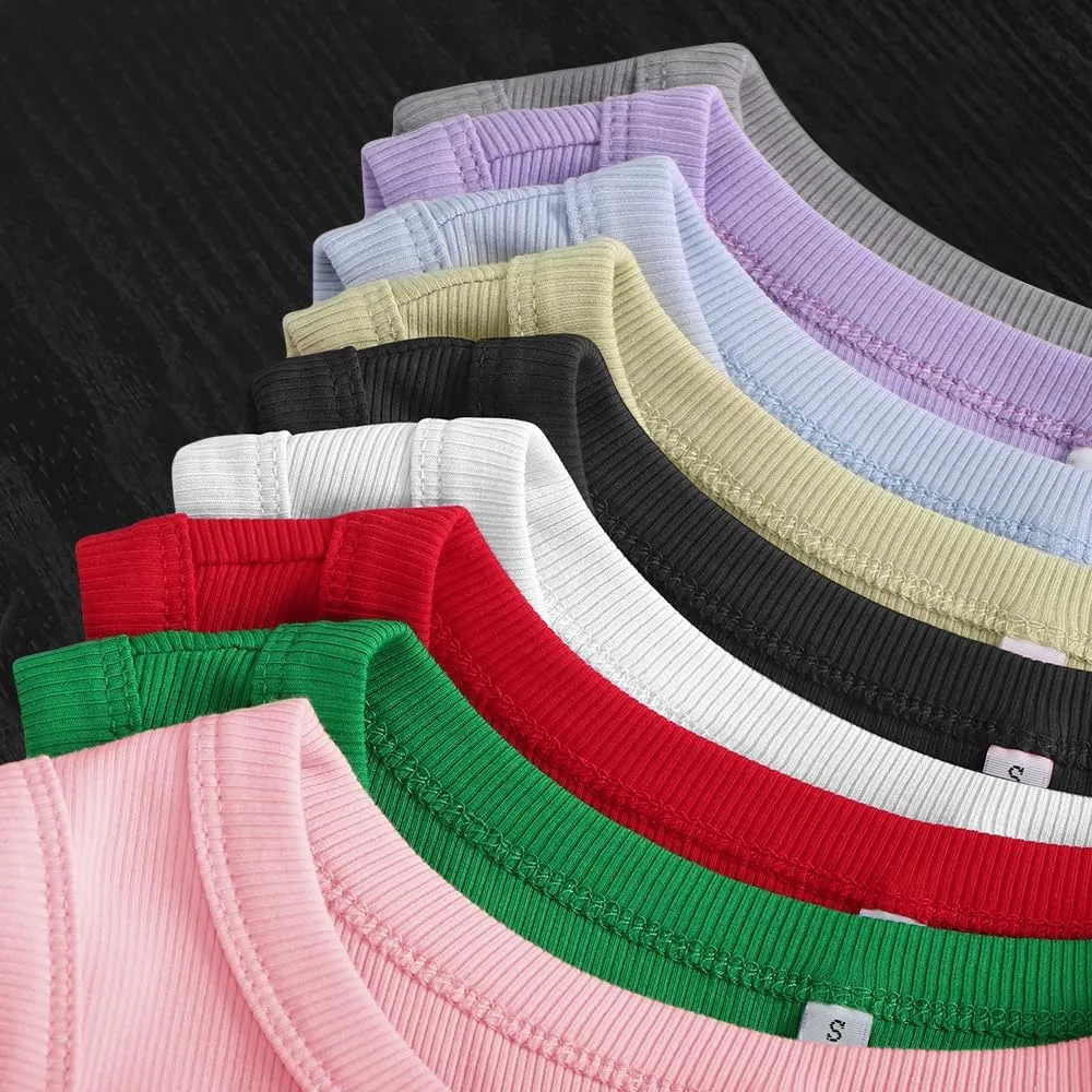 Chulianyouhuo Women's Ribbed Knit Tank Tops Crewneck Sleeveless Slim Fitted Shirts Summer Casual Basic Tanks Tee Shirts