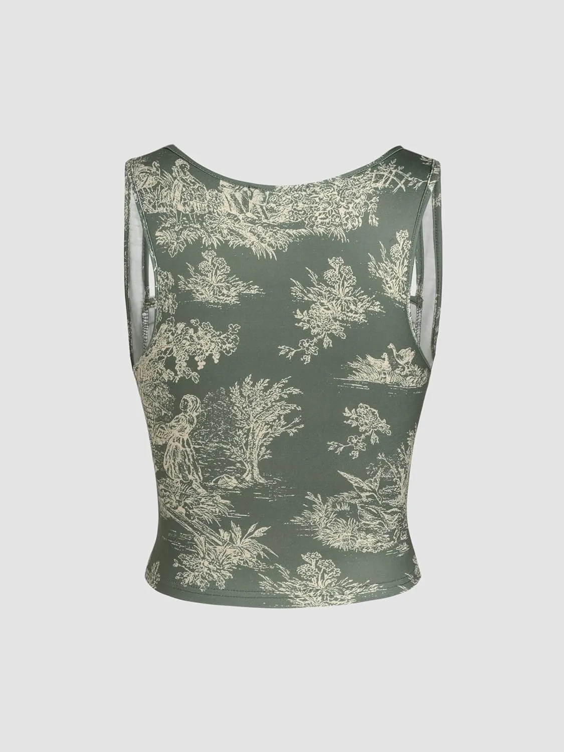 CIDER Women Square Neck Tank Tops Sleeveless Ruched Floral Cute Going Out Summer Trendy Crop Top