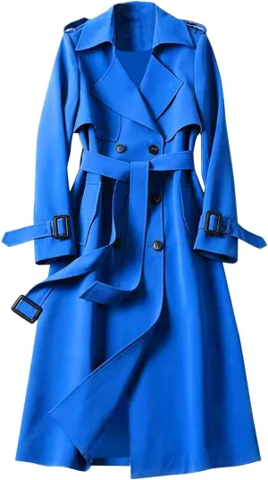 Classic Lapel Overcoat with Belt Midi Length Overcoat Overcoat Outerwear with Belt Pea Coats for Women Light Weight
