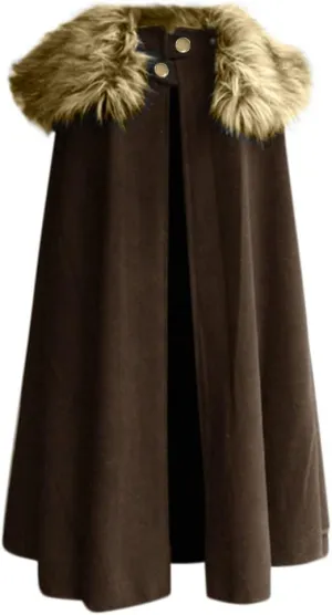 Cloak Coat for Men Winter Warm Gothic Wool Faux Fur Collar Long Cape Cloak