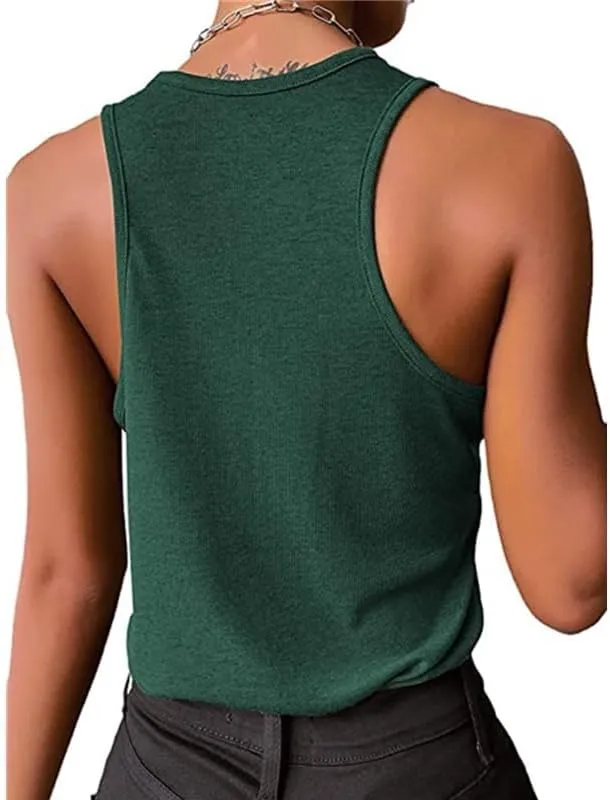 Color Block Leopard Criss-Cross Tank Leopard Color Block Cross V Neck Women Summer Basic Casual Tank Top